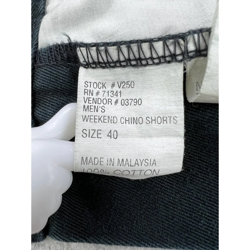 LL Bean Weekend Chino Shorts Mens 40 Black Pleated 8 Inseam Cotton V250